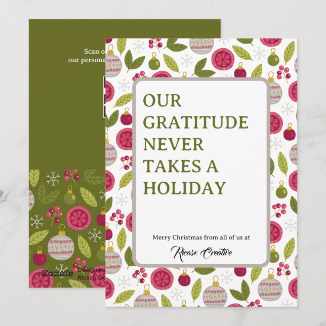 Corporate Business Christmas Personalised QR Code Holiday Card (Front/Back)