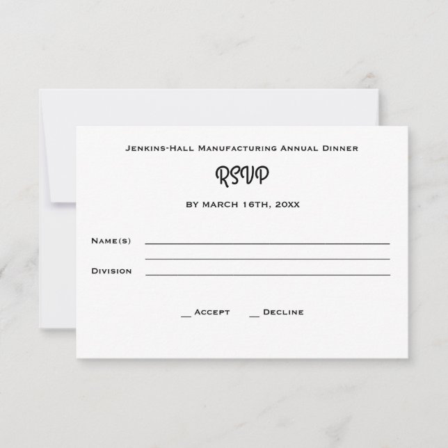 Corporate Business Company Dinner Event RSVP Card (Front)