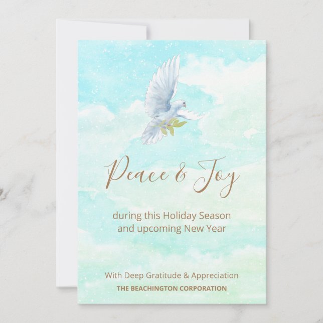 *~* Corporate Business Dove Joy Peace Holiday Card (Front)