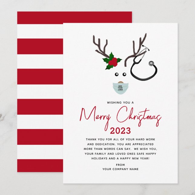 Corporate Business Healthcare Logo Christmas 2023 Holiday Card (Front/Back)