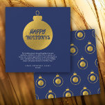 Corporate Business Logo Christmas Ornament Card<br><div class="desc">A simple and stylish business or company Christmas navy blue and gold Christmas ornament "Happy Holidays" card design that can be customised to your logo and text. Customise further with your own card colour and texture.</div>