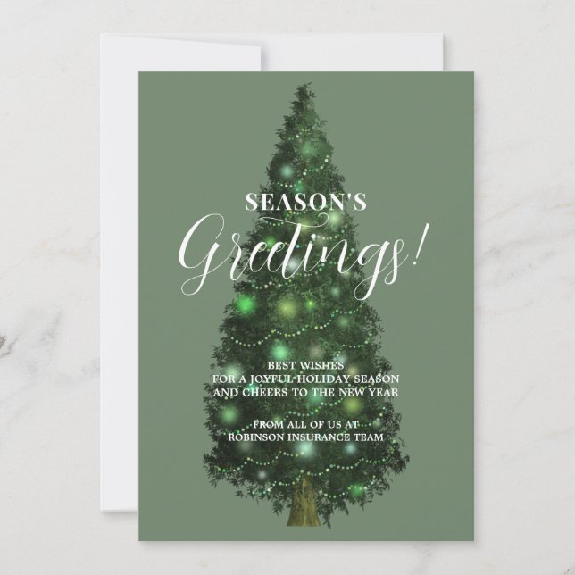Corporate Business Logo Christmas Trees Holiday Card (Front)