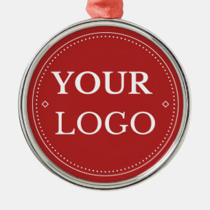 Corporate Business Logo Modern Red Christmas  Metal Tree Decoration