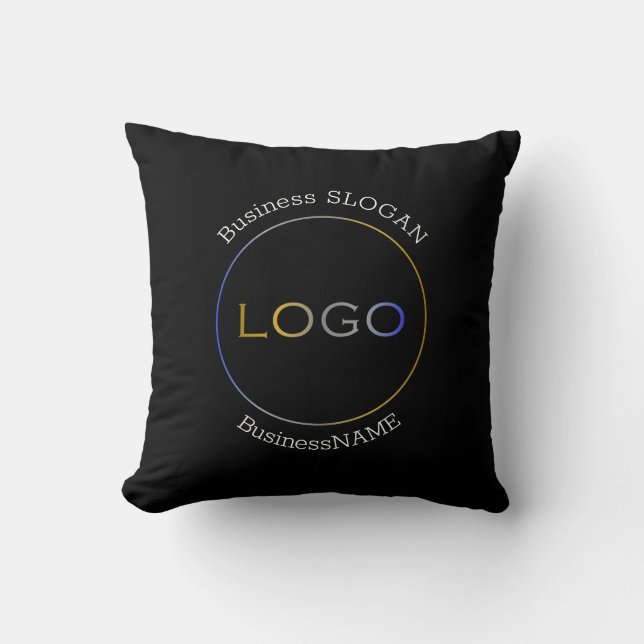 Corporate Business Logo Name Slogan 2-Sided Black Cushion (Front)