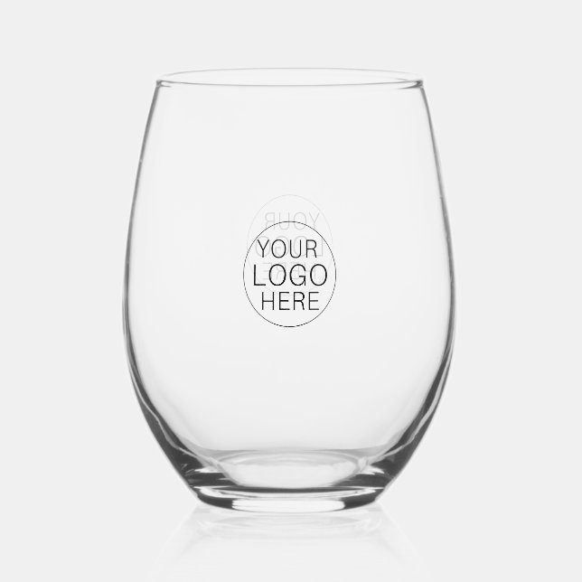 Corporate Business Logo Stemless Wine Glass (Front)
