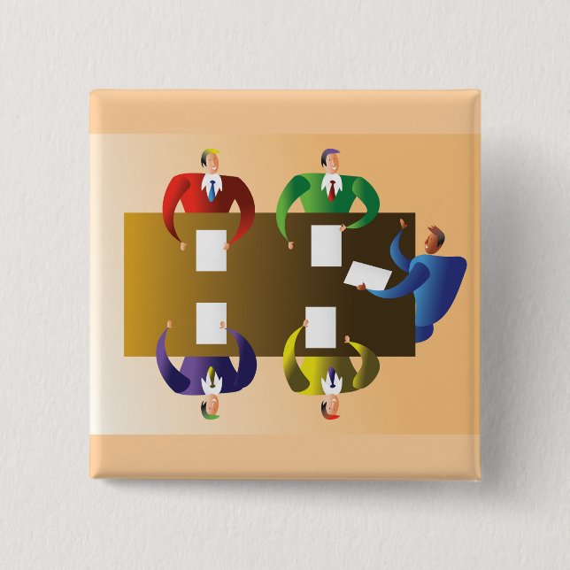 Corporate Business Meeting Team Collaboration 15 Cm Square Badge (Front)