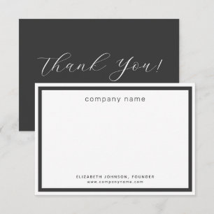 Corporate Business Modern Charcoal Gray White  Thank You Card