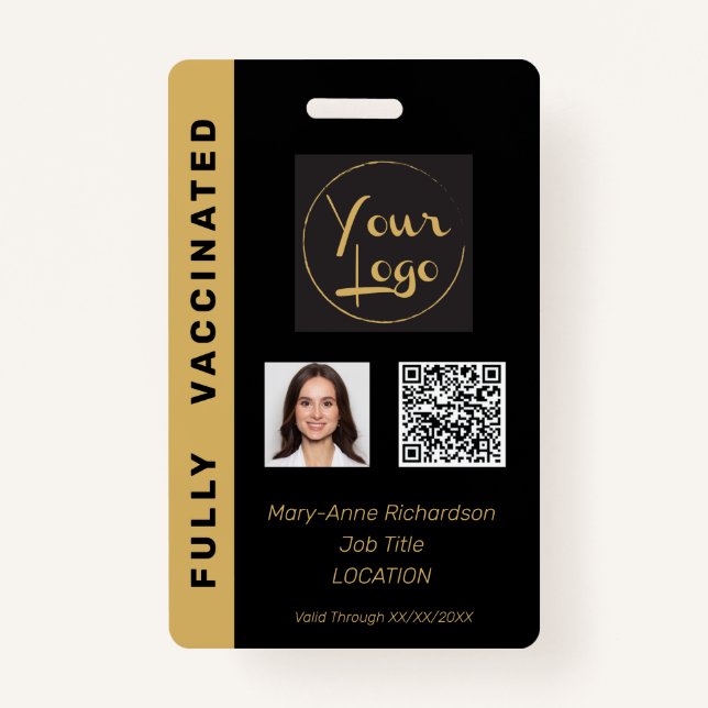 Corporate Business Photo QR Code Vaccination ID ID Badge (Front)