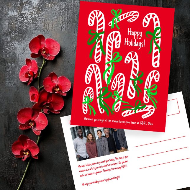 Corporate Candycanes CUSTOM PHOTO Christmas Holiday Postcard (Corporate Candycanes CUSTOM PHOTO Christmas Holiday Postcard
)