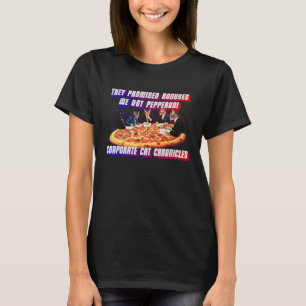 Corporate Cat Chronicles: Pizza Meeting T-Shirt