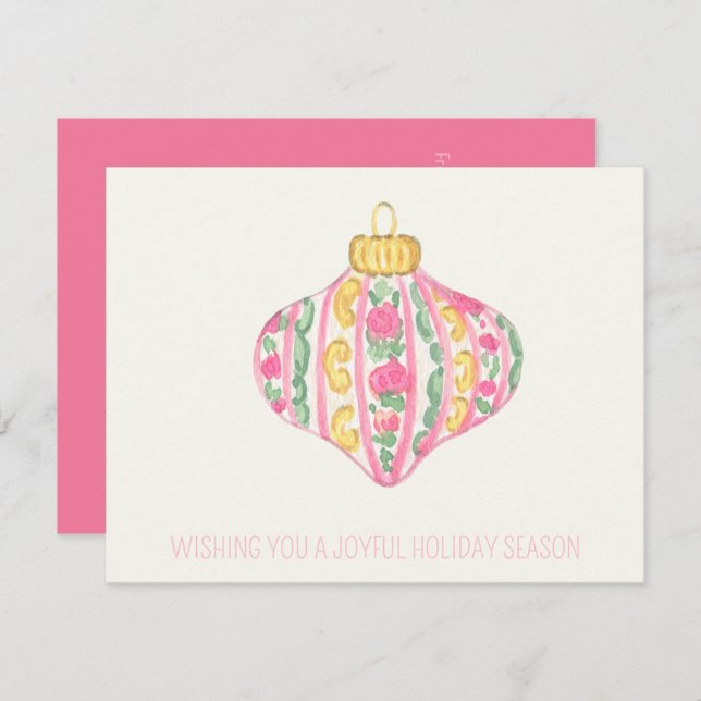 Corporate chinoiserie feminine Christmas ornament Card (Front/Back)