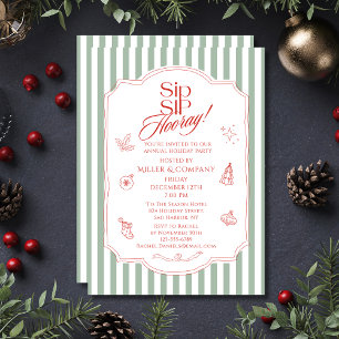 Corporate Christmas Cocktail Party Sage Green Invitation