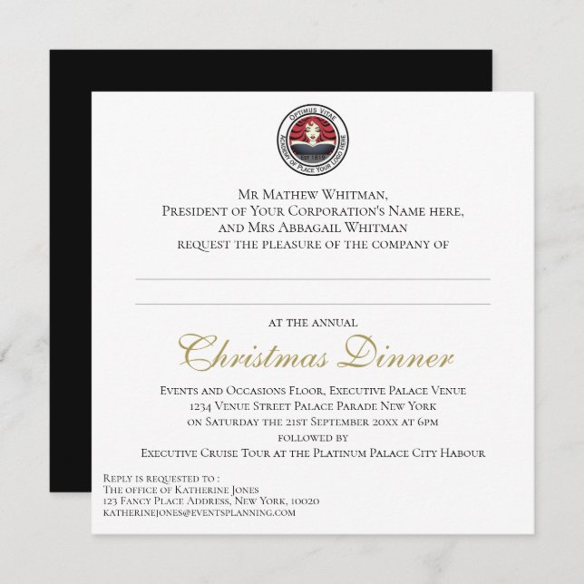 Corporate Christmas Dinner Invitation (Front/Back)
