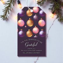 Corporate Christmas Grateful Gold Pink Baubles