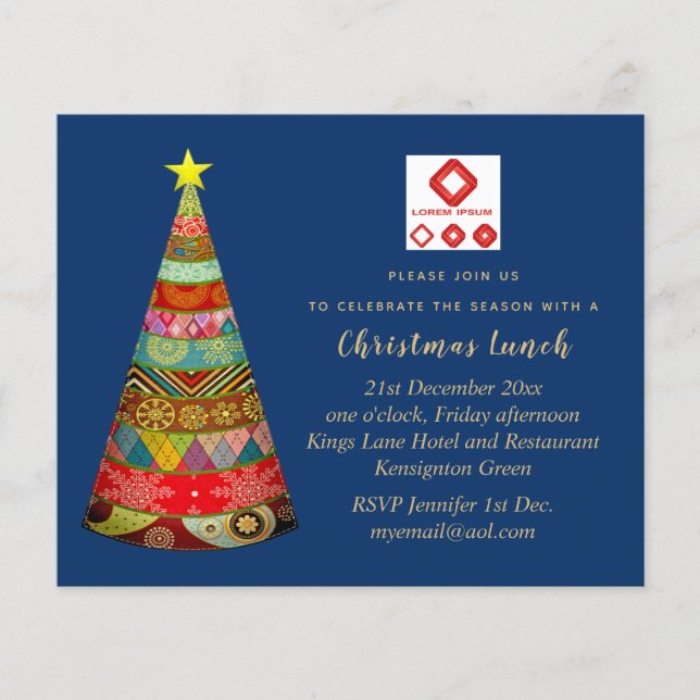 Corporate Christmas Invite (ADD LOGO) Folkart Tree (Front)