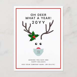 Corporate Christmas Logo Oh Deer Reindeer Holiday Postcard