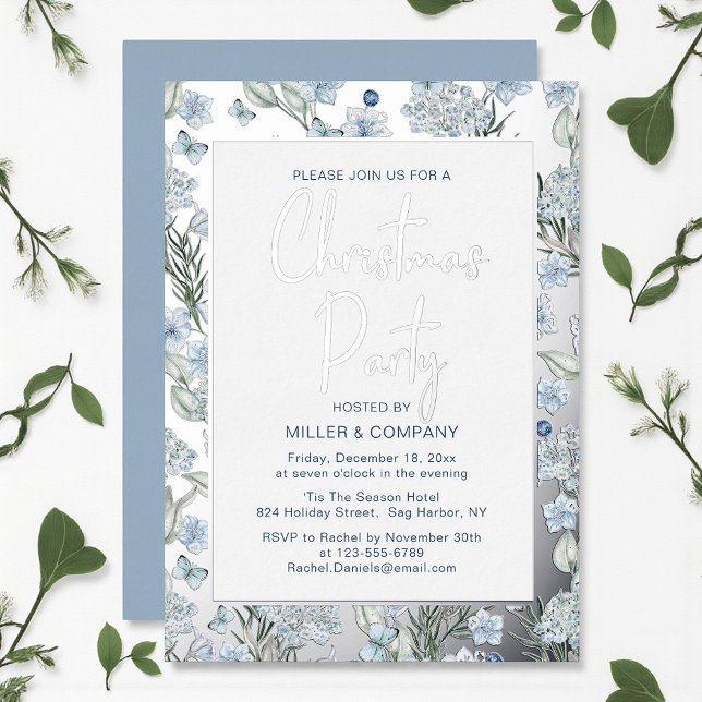 Corporate Christmas Party Blue Butterfly Floral (Creator Uploaded)