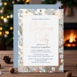Corporate Christmas Party Blue Butterfly Floral