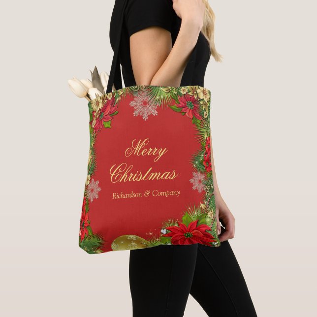 Corporate Christmas Party Gift Tote Bag (Close Up)