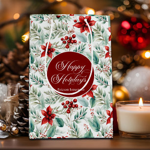 Corporate Christmas Party Greenery Poinsettia Medium Gift Bag