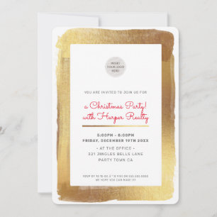 CORPORATE CHRISTMAS PARTY logo glam gold frame Holiday Card