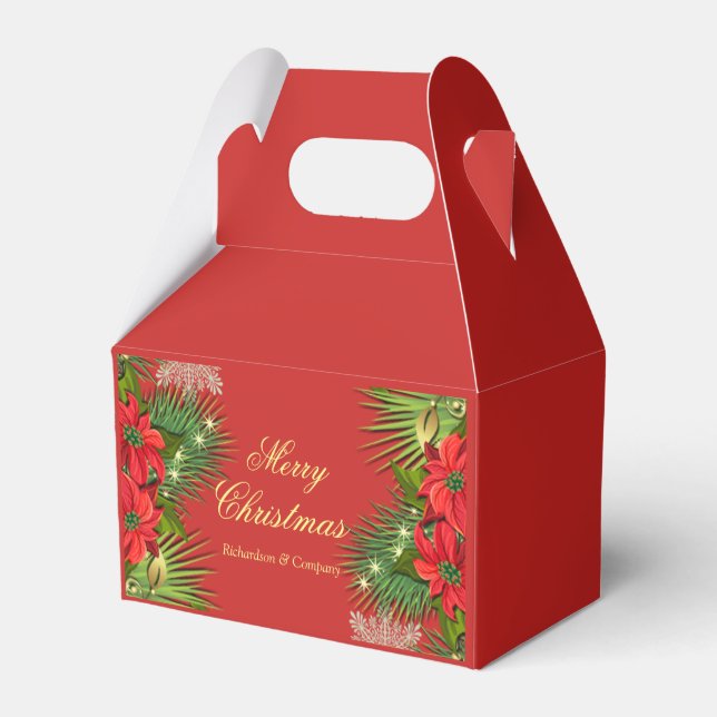 Corporate Christmas Party Red and Gold Favour Box (Back Side)