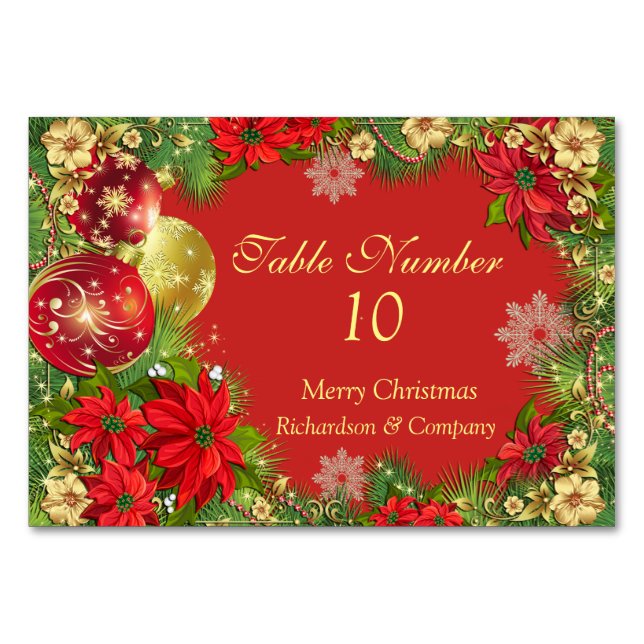 Corporate Christmas Party Table Number Card (Front)