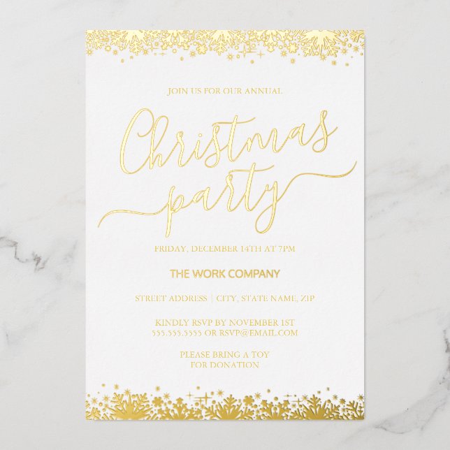 Corporate Christmas Party White Gold Snowflake (Front)