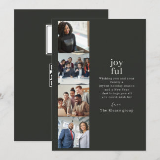 Corporate Christmas Personalised 4 Photo Collage Holiday Card