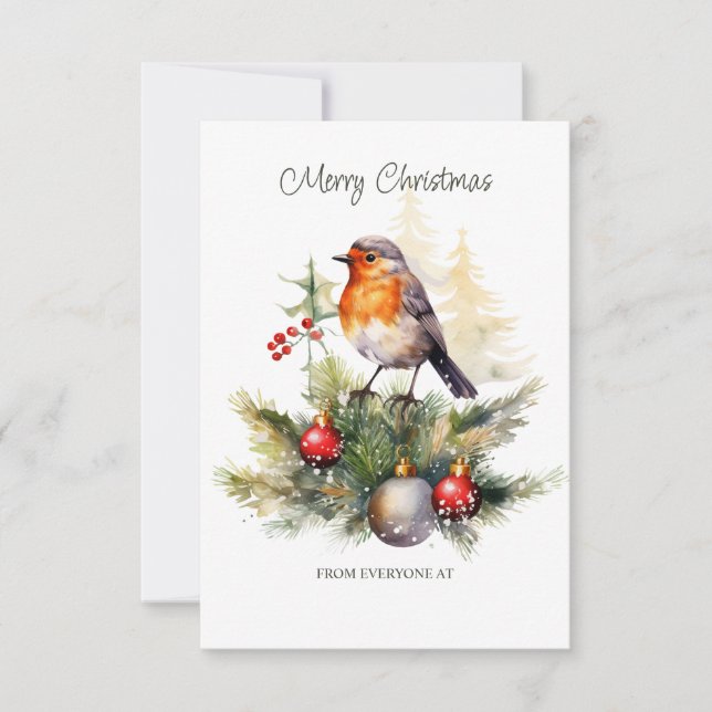 Corporate Christmas Red Robin  Card (Front)