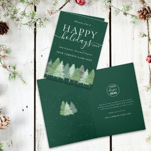 Corporate Christmas Trees Company Logo Green Holiday Card