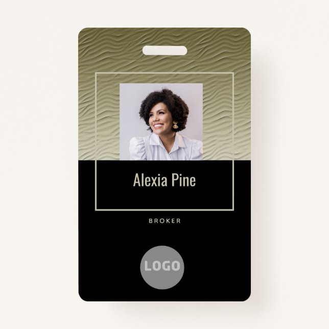 Corporate Classy Gold Employee ID Logo Name Photo ID Badge (Front)