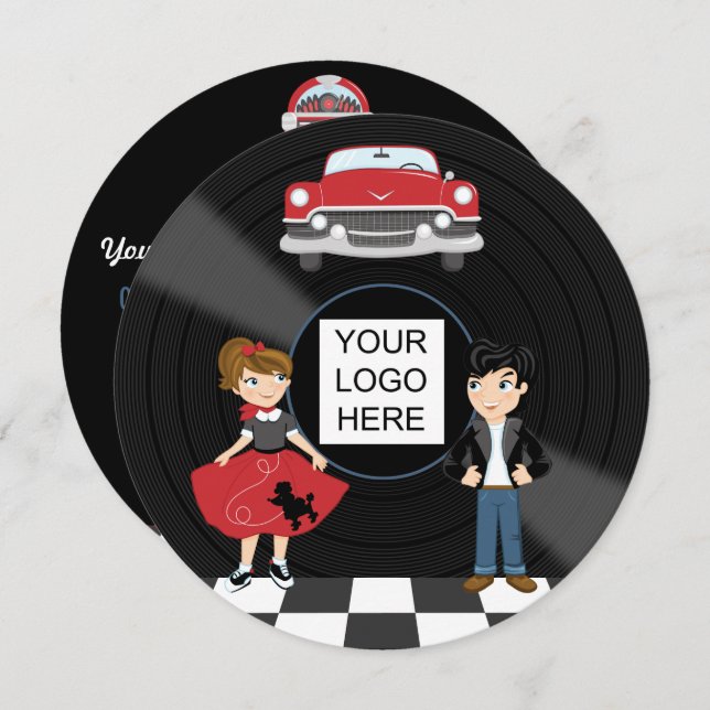 Corporate/Club/College/School Sock Hop Retro Party Invitation (Front/Back)