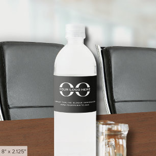 Corporate Company Business Logo Black Water Bottle Label