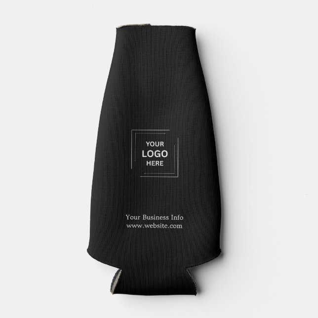 Corporate Company Minimalist Custom Black Business Bottle Cooler (Front)