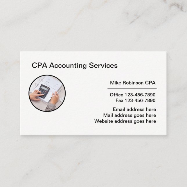 Corporate CPA Accountant Business Card Design (Front)