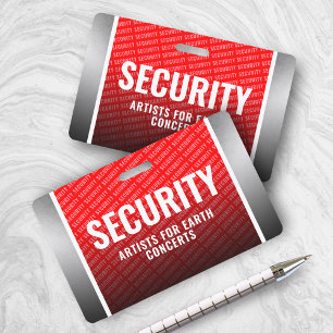 Corporate Crimson Red & Steel Security ID Badge