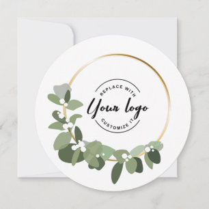 Corporate Custom Logo Green Wreath Christmas  Holiday Card