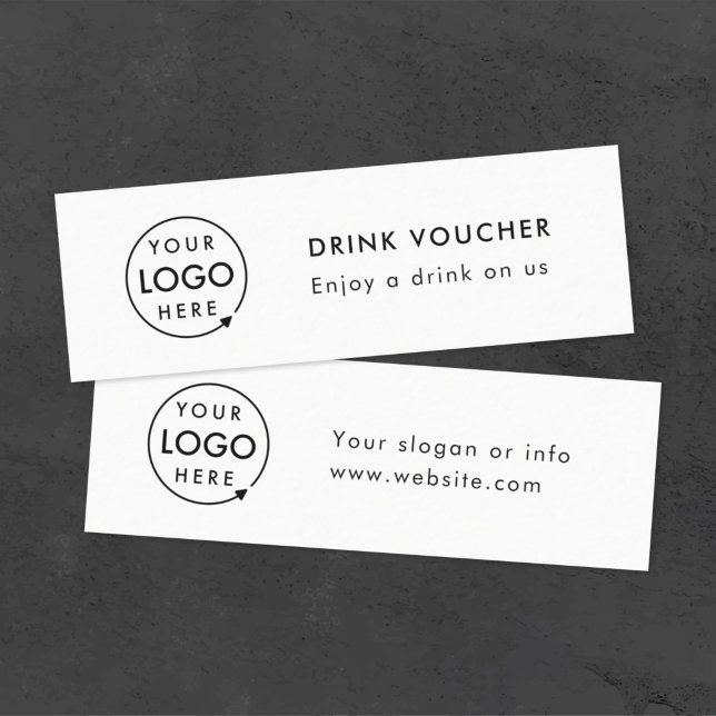 Corporate Drink Voucher | Company Event Logo Card (Minimalist company branded drinks vouchers for small business events & corporate launch parties.)