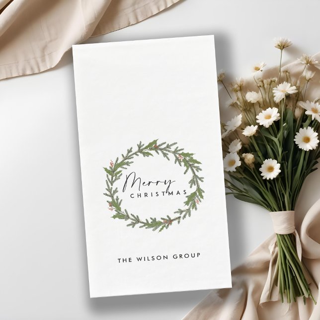 CORPORATE ELEGANT HOLLY BERRY WREATH CHRISTMAS NAPKIN (Creator Uploaded)
