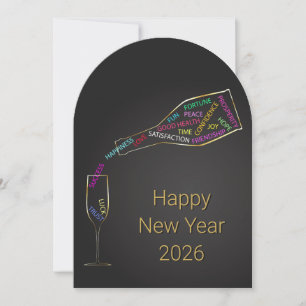 Corporate Elegant New Year 2026 Bottle Motivation Holiday Card