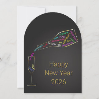 Corporate Elegant New Year 2026 Bottle Motivation Holiday Card