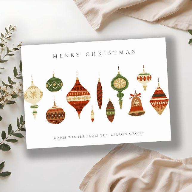 CORPORATE ELEGANT RED GREEN CHRISTMAS ORNAMENTS HOLIDAY CARD (Creator Uploaded)