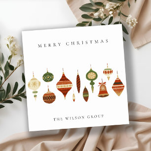 CORPORATE ELEGANT RED GREEN CHRISTMAS STOCKINGS HOLIDAY CARD