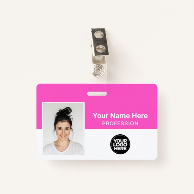 Corporate Employee, Name, Logo, Photo ID ID Badge (Front with Clip)