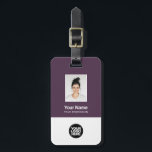 Corporate Employee Photo, Bar Code, Logo, Name Luggage Tag<br><div class="desc">Easily personalise this Custom Employee Name Luggage Tag with Photo, Scan Bar Code and business logo. A simple business design in grimace purple colours fully customisable in front and back sizes, sans-serif basic and modern fonts and a professional and clear look. Perfect as Employee Business Travel Gadgets, Travel Accessories for...</div>
