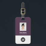 Corporate Employee Photo, Bar Code, Logo, Name Luggage Tag<br><div class="desc">Easily personalise this Custom Employee Name Luggage Tag with Photo, Scan Bar Code and business logo. A simple business design in grimace purple colours fully customisable in front and back sizes, sans-serif basic and modern fonts and a professional and clear look. Perfect as Employee Business Travel Gadgets, Travel Accessories for...</div>