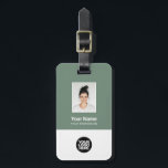 Corporate Employee Photo, Bar Code, Logo, Name Luggage Tag<br><div class="desc">Easily personalise this Custom Employee Name Luggage Tag with Photo, Scan Bar Code and business logo. A simple business design in organic ecofriendly sage green colours fully customisable in front and back sizes, sans-serif basic and modern fonts and a professional and clear look. Perfect as Employee Business Travel Gadgets, Travel...</div>