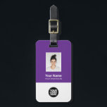 Corporate Employee Photo, Bar Code, Logo, Name Luggage Tag<br><div class="desc">Easily personalise this Custom Employee Name Luggage Tag with Photo, Scan Bar Code and business logo. A simple business design in purple and white colours fully customisable in front and back sizes, sans-serif basic and modern fonts and a professional and clear look. Perfect as Employee Business Travel Gadgets, Travel Accessories...</div>
