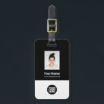 Corporate Employee Photo, Bar Code, Logo, Name Luggage Tag<br><div class="desc">Easily personalise this Custom Employee Name Luggage Tag with Photo, Scan Bar Code and business logo. A simple business design in black and white colours fully customisable in front and back sizes, sans-serif basic and modern fonts and a professional and clear look. Perfect as Employee Business Travel Gadgets, Travel Accessories...</div>